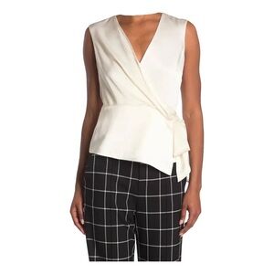 Alice +Olivia Cream Satin Tie Shirt NWT